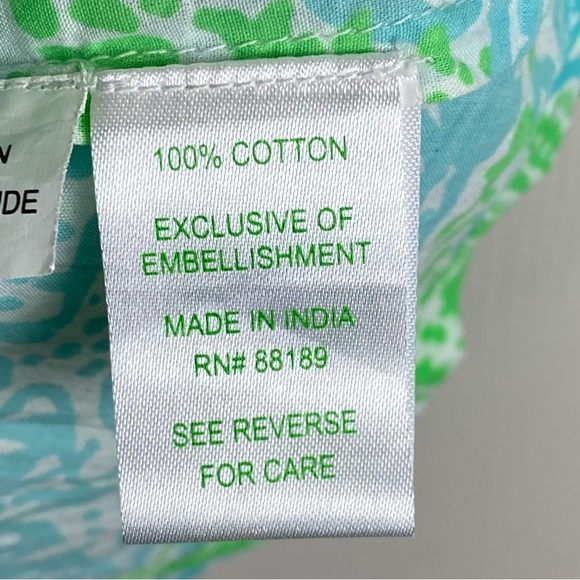 Lilly Pulitzer Tunic Shirt Womens XS Bungle In The Jungle Blue Green Beaded - Picture 8 of 15